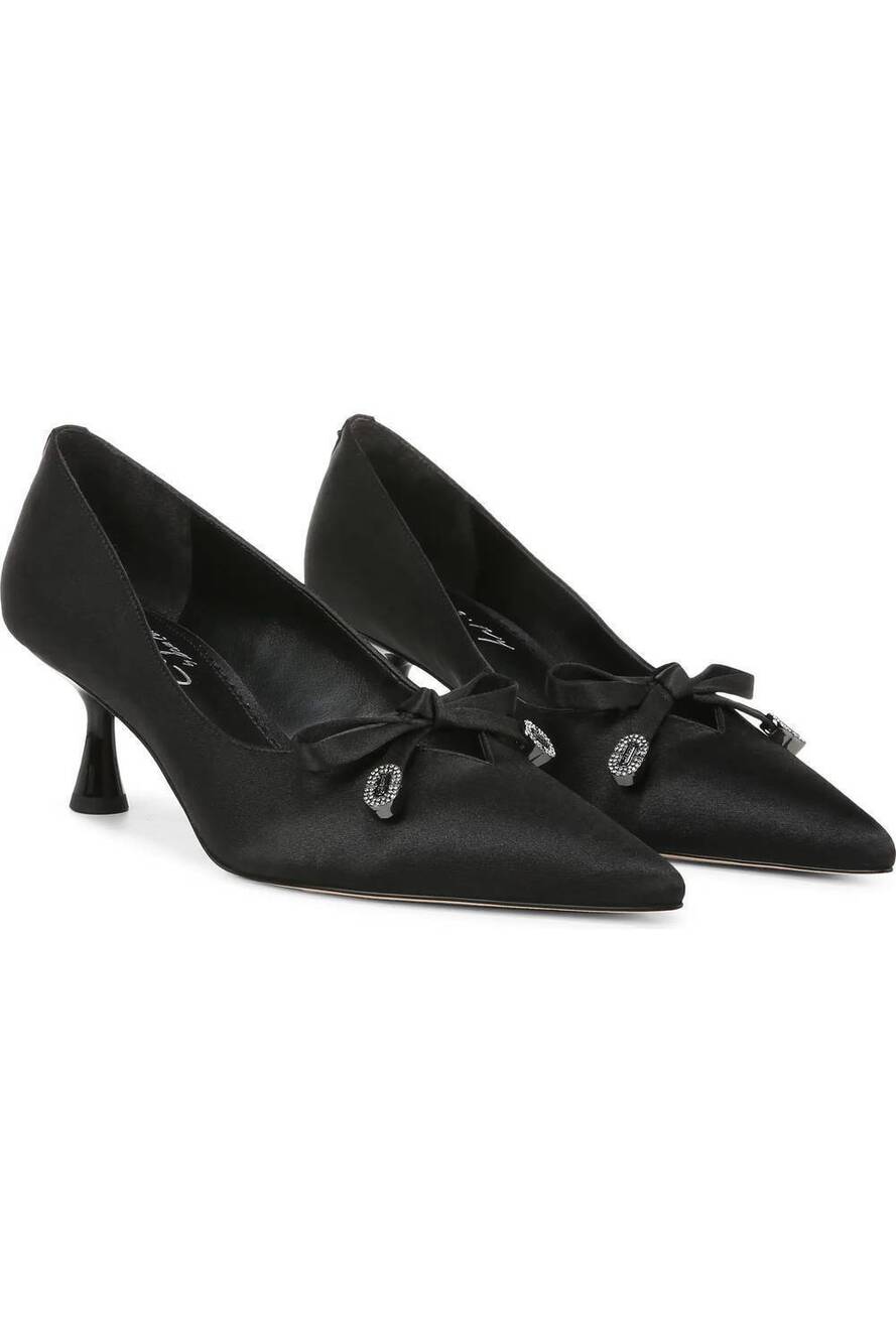 NEW CIRCUS.NY women's fleur kitten heels in satin black